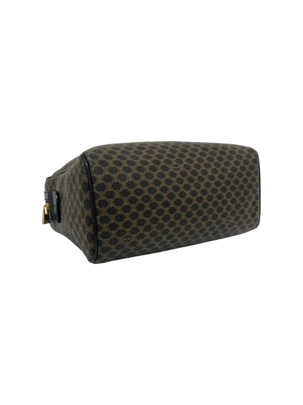 Celine Vintage Macadam Blason Pattern Logo Leather Mini Boston Bag Black